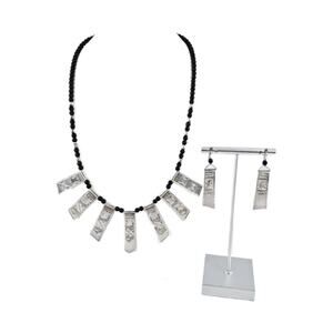 Tuareg Senebra Sterling Silver and Black Onyx Necklace and Earring Set